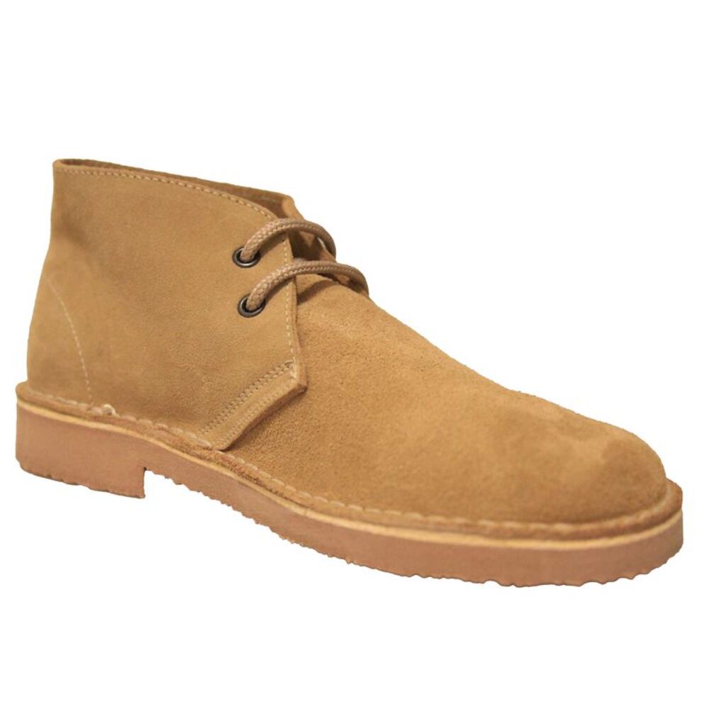 Roamers Mens Real Suede Unlined Desert Boots / Sand